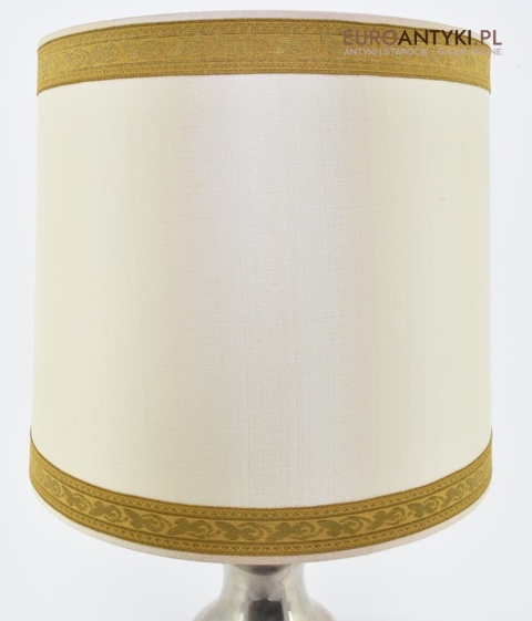 Srebrna lampa stołowa lampka muzealna z abażurem antyk do salonu