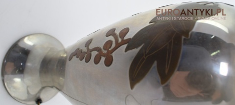 Srebrna lampa stołowa lampka muzealna z abażurem antyk do salonu