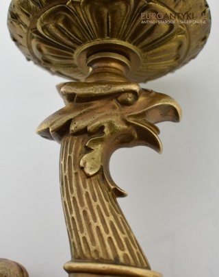 Unikatowy kinkiet SMOK mosiężny antyczna lampka ścienna dworska