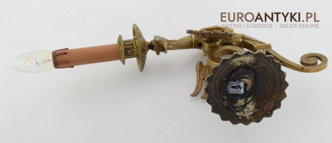 Unikatowy kinkiet SMOK mosiężny antyczna lampka ścienna dworska