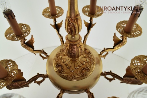 Imponujący żyrandol salonowy ze smokami lampa do dworku pałacyku antyki
