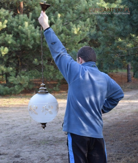Lampa sufitowa duża szklana kula do klatki schodowej ganku holu antyki