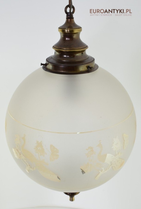 Lampa sufitowa duża szklana kula do klatki schodowej ganku holu antyki