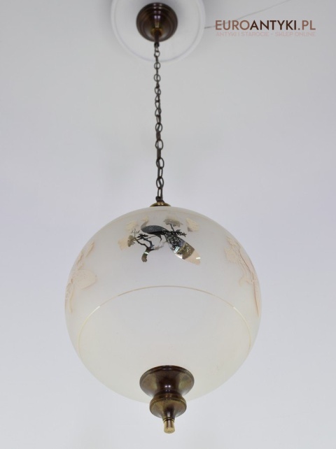 Lampa sufitowa duża szklana kula do klatki schodowej ganku holu antyki