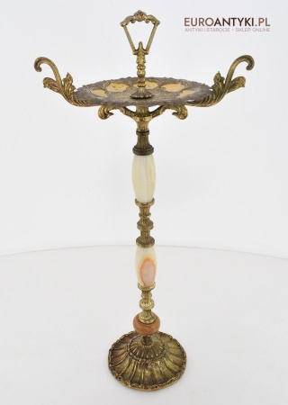 Unikatowa popielnica z Francji popielniczka podłogowa marmur i mosiądz antyk do salonu