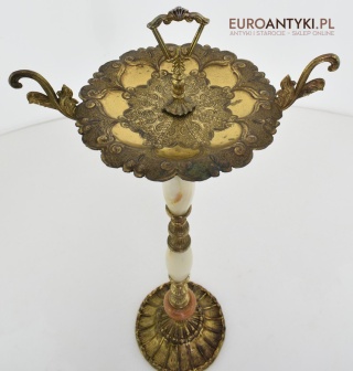 Unikatowa popielnica z Francji popielniczka podłogowa marmur i mosiądz antyk do salonu