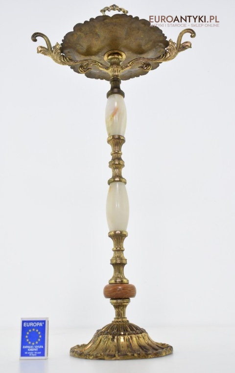 Unikatowa popielnica z Francji popielniczka podłogowa marmur i mosiądz antyk do salonu