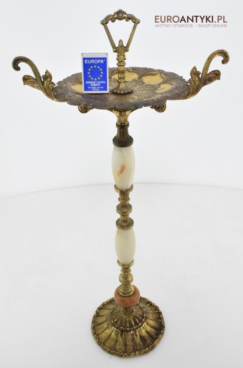 Unikatowa popielnica z Francji popielniczka podłogowa marmur i mosiądz antyk do salonu