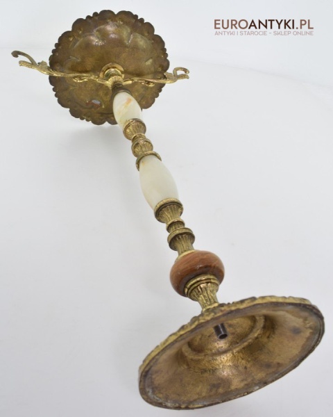 Unikatowa popielnica z Francji popielniczka podłogowa marmur i mosiądz antyk do salonu