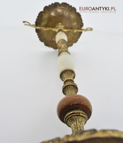 Unikatowa popielnica z Francji popielniczka podłogowa marmur i mosiądz antyk do salonu