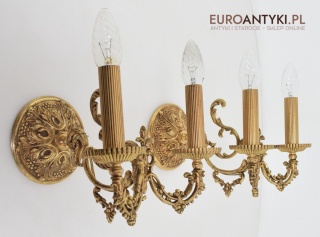 2 Renesansowe kinkiety dekoracyjne do dworku pałacyku lampy ścienne antyki