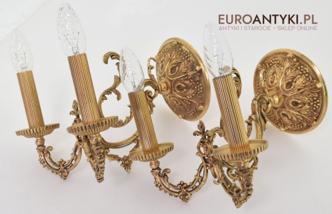 2 Renesansowe kinkiety dekoracyjne do dworku pałacyku lampy ścienne antyki