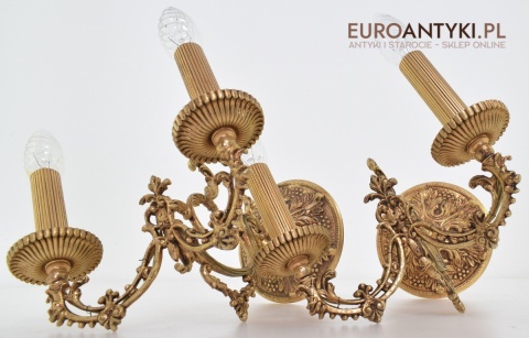 2 Renesansowe kinkiety dekoracyjne do dworku pałacyku lampy ścienne antyki