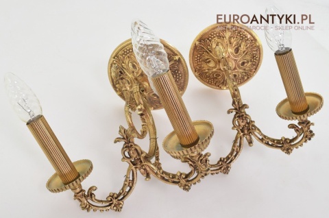 2 Renesansowe kinkiety dekoracyjne do dworku pałacyku lampy ścienne antyki