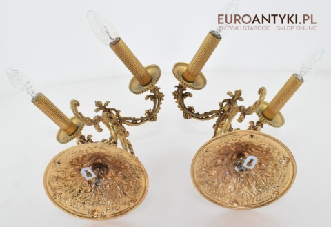 2 Renesansowe kinkiety dekoracyjne do dworku pałacyku lampy ścienne antyki