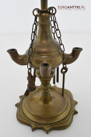 Lampka oliwna z brązu zabytkowa lampa Aladyna antyk olejowy