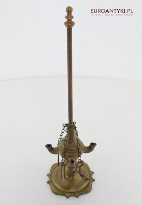 Lampka oliwna z brązu zabytkowa lampa Aladyna antyk olejowy