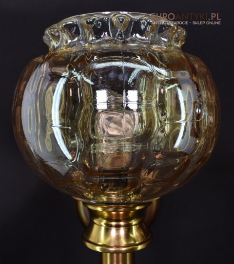 Mosiężne zabytkowe kinkiety na korytarz lampki ścienne z kloszami