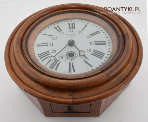 Muzealny zegar dworcowy z lat 1870 BRUXELLES Vandeplancke Tordoir slave clock antyk