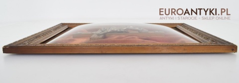 Obraz z Jezusem Chrystusem pod szkłem zabytkowa antyczna ramka do obrazu