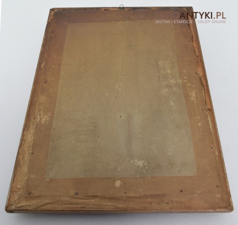 Obraz z Jezusem Chrystusem pod szkłem zabytkowa antyczna ramka do obrazu