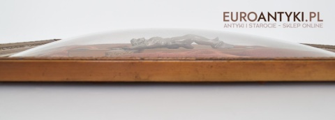 Obraz z Jezusem Chrystusem pod szkłem zabytkowa antyczna ramka do obrazu