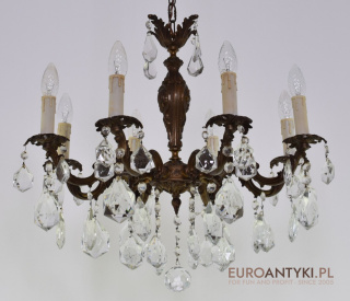 Pałacowy żyrandol kryształowy antyk chandelier salonowy kaskada kryształów