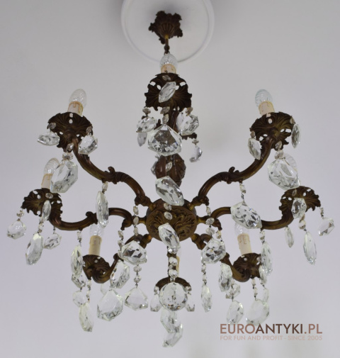 Pałacowy żyrandol kryształowy antyk chandelier salonowy kaskada kryształów