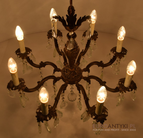 Pałacowy żyrandol kryształowy antyk chandelier salonowy kaskada kryształów