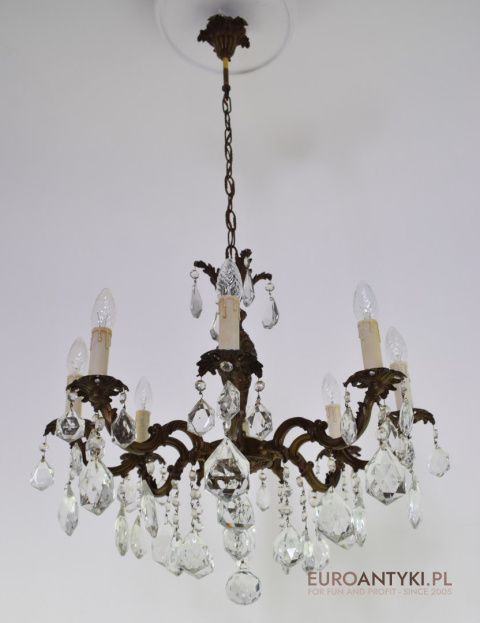 Pałacowy żyrandol kryształowy antyk chandelier salonowy kaskada kryształów