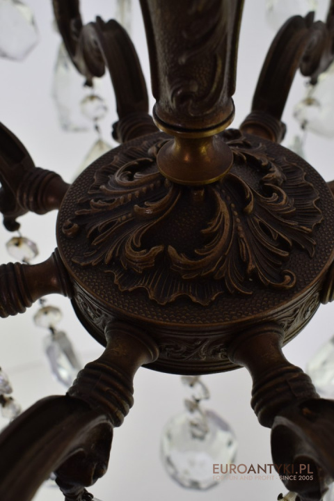 Pałacowy żyrandol kryształowy antyk chandelier salonowy kaskada kryształów