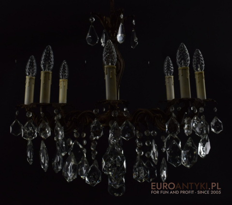 Pałacowy żyrandol kryształowy antyk chandelier salonowy kaskada kryształów