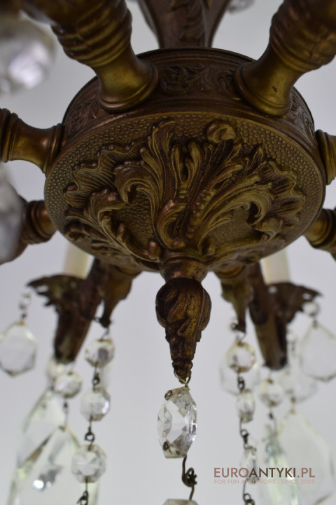 Pałacowy żyrandol kryształowy antyk chandelier salonowy kaskada kryształów