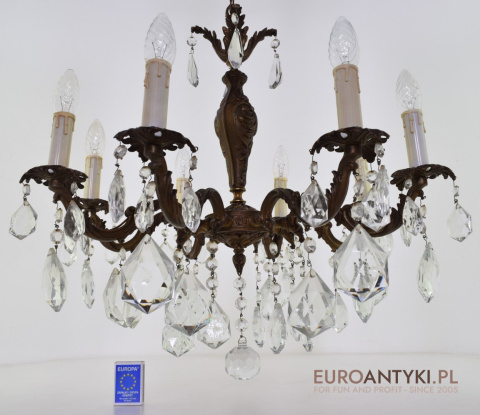 Pałacowy żyrandol kryształowy antyk chandelier salonowy kaskada kryształów