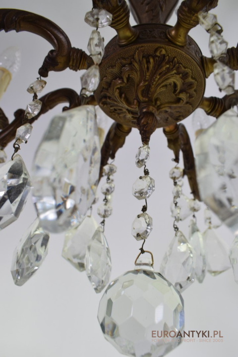 Pałacowy żyrandol kryształowy antyk chandelier salonowy kaskada kryształów