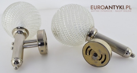 Retro srebrne kinkiety łazienkowe lampki do lazienki vintage lampy art deco