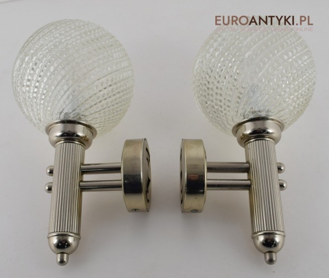 Retro srebrne kinkiety łazienkowe lampki do lazienki vintage lampy art deco