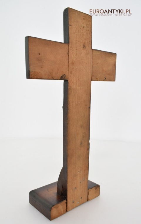 100 letnia pasyjka krzyż laciński stojący z Jezusem Chrystusem INRI antyk