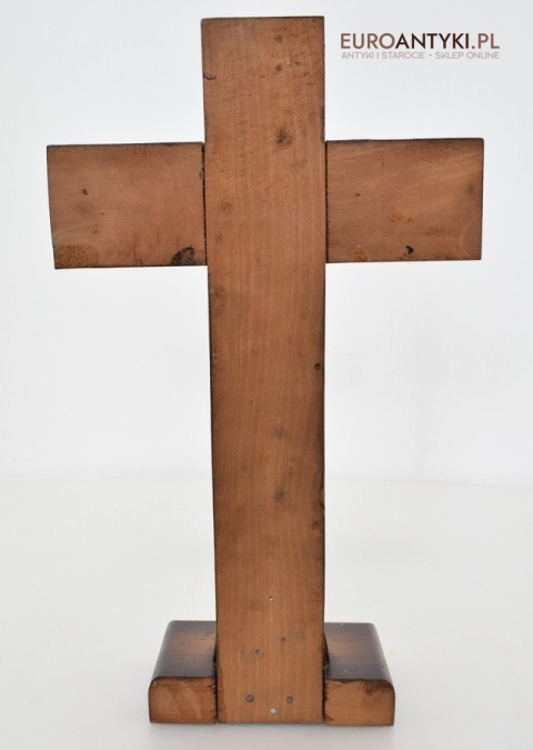 100 letnia pasyjka krzyż laciński stojący z Jezusem Chrystusem INRI antyk