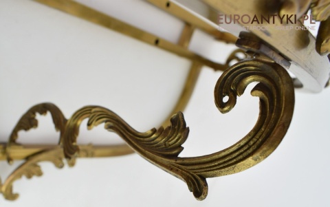 Bogato zdobiona włoska konsola mosiężna barokowa antyczna do pałacu