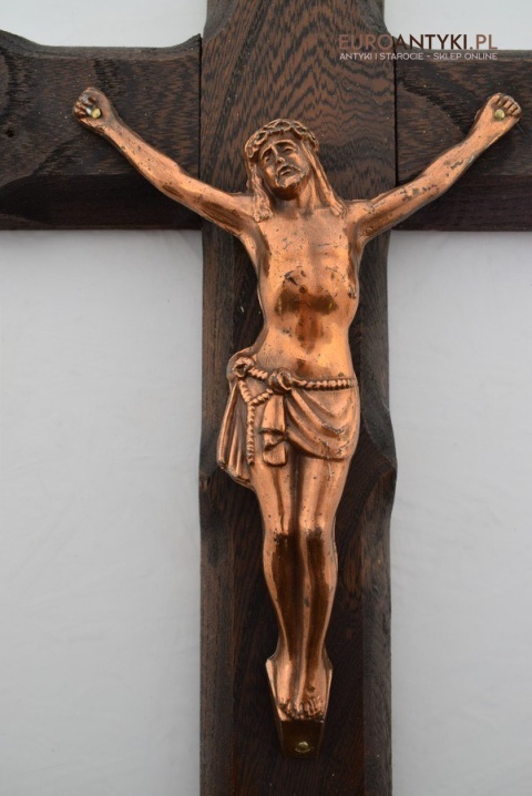 Duży drewniany rzeźbiony krzyż na ścianę Jezus Chrystus krzyżyk do salki religii