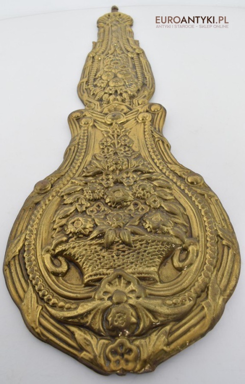 Francuski mosiężny zegar z dużym wahadłem antyk do pałacyku dworku