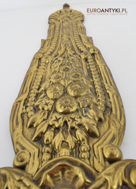 Francuski mosiężny zegar z dużym wahadłem antyk do pałacyku dworku