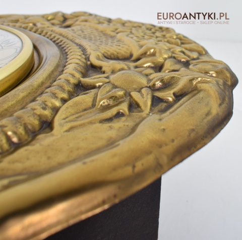 Francuski mosiężny zegar z dużym wahadłem antyk do pałacyku dworku