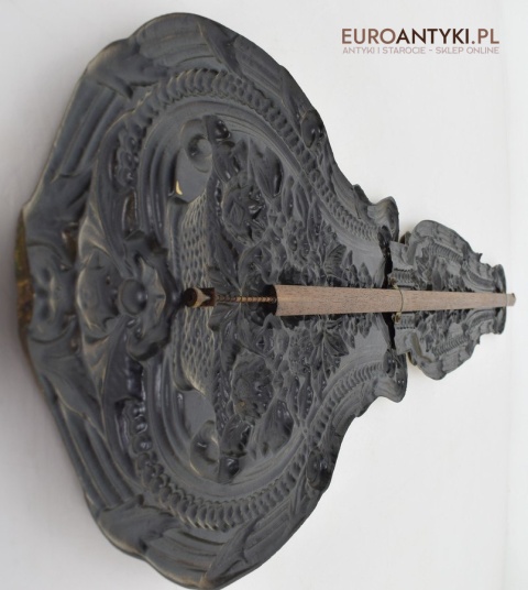 Francuski mosiężny zegar z dużym wahadłem antyk do pałacyku dworku