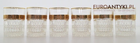 Antyk starodawny komplet kryształowy karafka i szklanki pozłacane do whisky burbona