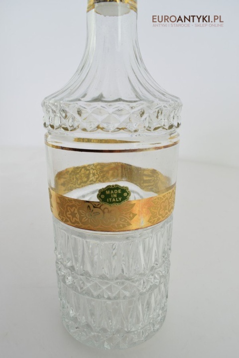 Antyk starodawny komplet kryształowy karafka i szklanki pozłacane do whisky burbona