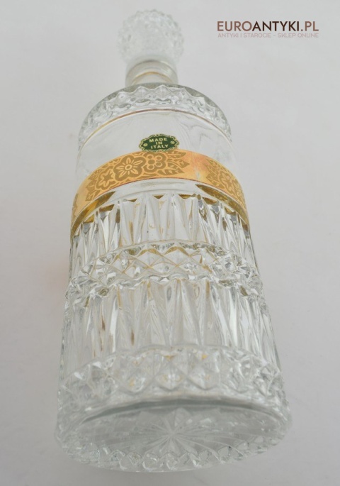 Antyk starodawny komplet kryształowy karafka i szklanki pozłacane do whisky burbona