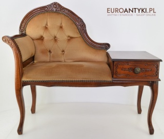 Szezlong stołeczek z szufladą siedzisko antyczne do ganku holu