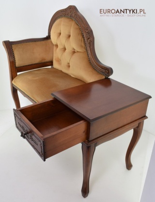 Szezlong stołeczek z szufladą siedzisko antyczne do ganku holu